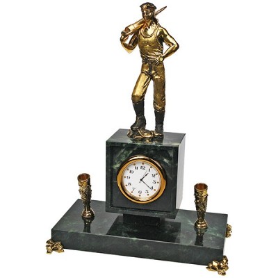 Бронзовые настольные часы с письменным прибором "Шахтер" выс.25см
