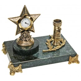 Настольные бронзовые часы с письменным прибором "Фронтовые" дл.13,5см