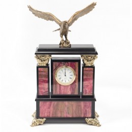 Декоративные часы из родонита "Гордый орёл", высота 32 см