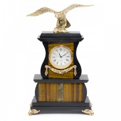 Декоративные часы из тигрового глаза "Гордый орёл", высота 25 см