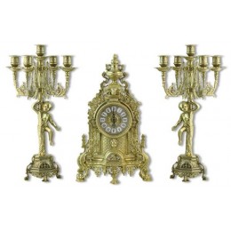 Часы Alberti Livio с канделябрами "Beau" (полир. бронза) h.40см