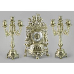 Часы с канделябрами Alberti Livio "Вечность" (полир. бронза) h.41см