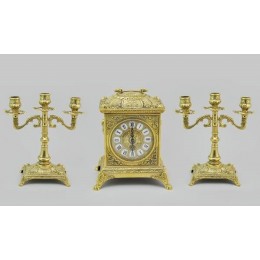 Часы с канделябрами Alberti Livio "Возрождение" (полир. бронза) h.24см