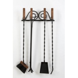 Декоративный настенный каминный набор из 4 - х предметов «Fireplace utensils», черный
