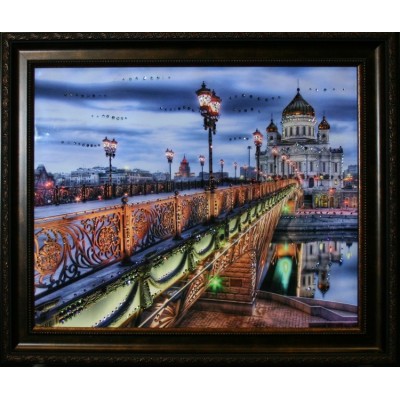 Картина с кристаллами Swarovski "Патриарший мост", 61х51см