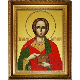 Картина Сваровски "Икона Святой Пантелеймон", 30 х 40 см