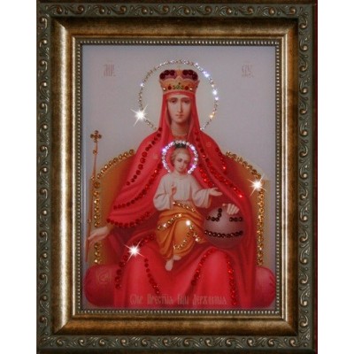 Православная икона Божией Матери с кристаллами Swarovski "Державная"