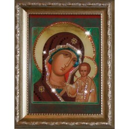 Православная икона Божией Матери с кристаллами Swarovski "Казанская"