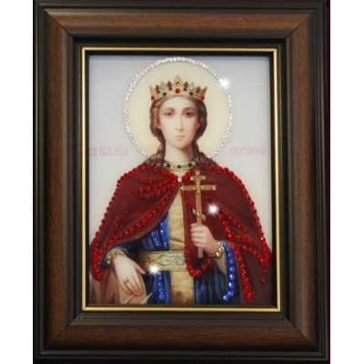 Православная икона с кристаллами Swarovski "Святая Екатерина"