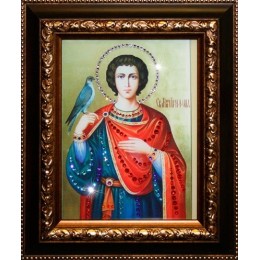 Православная икона с кристаллами Swarovski "Святой Трифон"