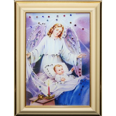 Православная икона Swarovski "Ангел-Защитник", 13,5х18,5см