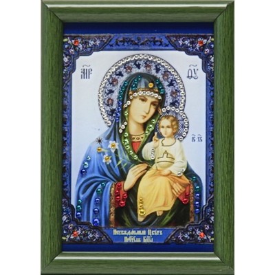Православная икона Swarovski "Богоматерь-Неувядаемый цвет", 12х17см