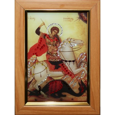 Православная икона Swarovski "Георгий Победоносец", 13,5х18,5см