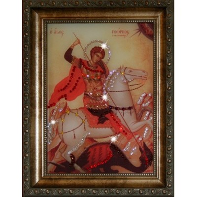 Православная икона Swarovski "Георгий Победоносец"