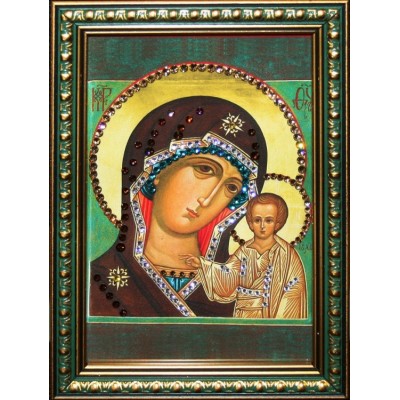 Православная икона Swarovski "Казанская Божья Матерь", 12,5х17,5см