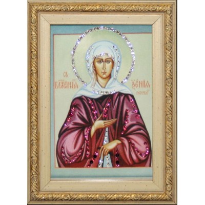 Православная икона Swarovski "Ксения Петербургская", 13х18см