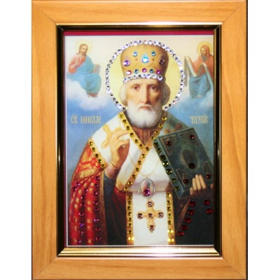 Православная икона Swarovski "Николай Чудотворец", 13,5х18,5см