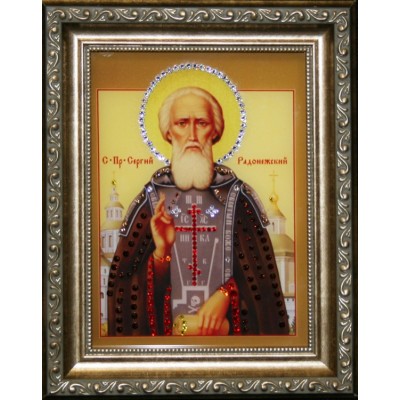Православная икона Swarovski "Сергий Радонежский", 20,5х25,5см