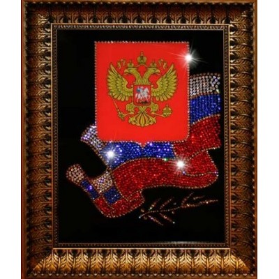 Картина с кристаллами Swarovski "Флаг и Герб РФ"