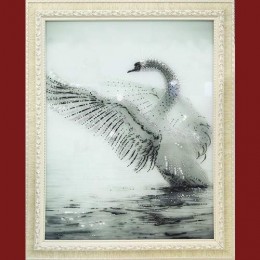 Картина с кристаллами Swarovski "Белый лебедь", 87 х 107 см