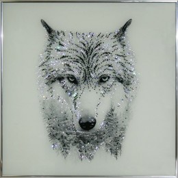Картина с кристаллами Swarovski "Таёжный волк"