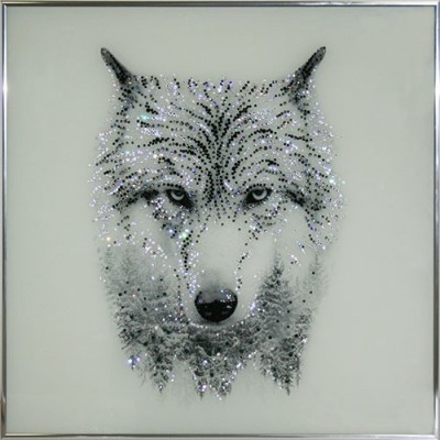 Картина с кристаллами Swarovski "Таёжный волк"