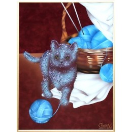 Картина Сваровски "Игривый котенок", 30 х 40 см