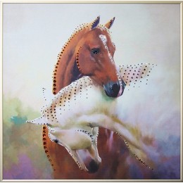 Картина Сваровски "Инь-Янь в год лошади", 40 х 40 см