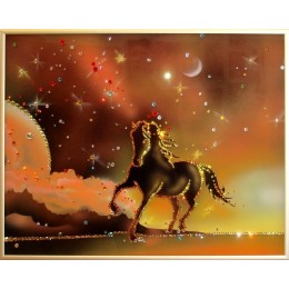 Картина Сваровски "Конь на закате", 40 х 30 см