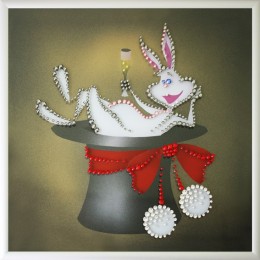 Картина Сваровски "Кролик в шляпе", 20 х 20 см