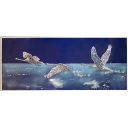 Картина Сваровски "Лебеди", 70 х 30 см