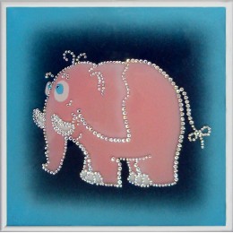 Картина Сваровски "Розовый слоник", 20 х 20 см