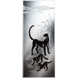 Картина Сваровски "Семейство пантер", 30 х 70 см