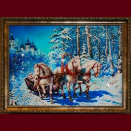 Картина Swarovski "Эх три белых коня"(маленькая)