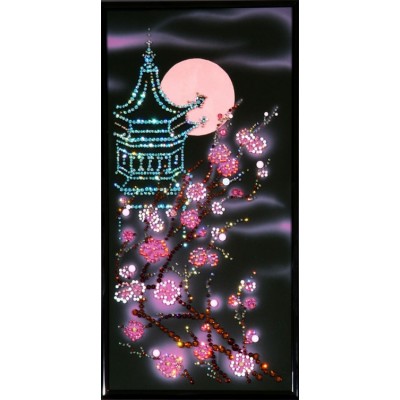 Картина Сваровски "Пагода с сакурой", 20 х 40 см