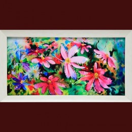 Картина с кристаллами Swarovski "Цветы Космеи"