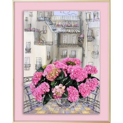 Картина с кристаллами Swarovski "Гортензия розовая", 40 х 50 см