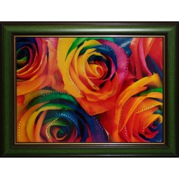 Картина с кристаллами Swarovski "Радужные розы" 38,3х48,3 см