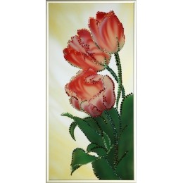 Картина Сваровски "Алые тюльпаны", 20 х 40 см