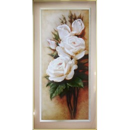 Картина Сваровски "Белая роза", 35 х 70 см