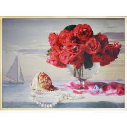 Картина Сваровски "Красные розы", 40 х 30 см