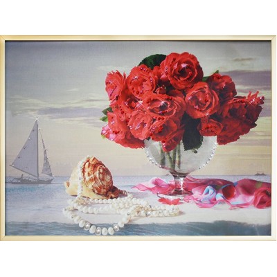 Картина Сваровски "Красные розы", 40 х 30 см