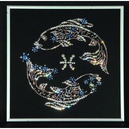 Хрустальная картина "Звездные рыбы", 906 кристаллов, 25х25 см