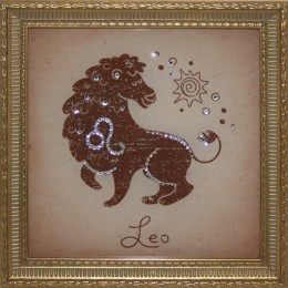 Картина с кристаллами Swarovski "Лев", 23 х 23 см