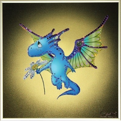 Картина Сваровски "Цветочный дракон", 30 х 30 см
