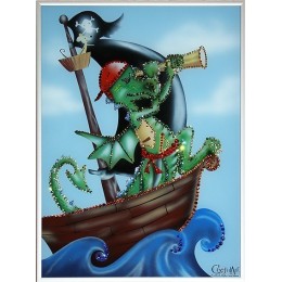 Картина Сваровски "Дракон-пират", 40 х 30 см