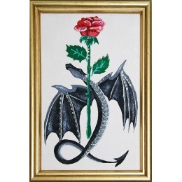 Картина Сваровски "Дракон с розой", 10 х 15 см