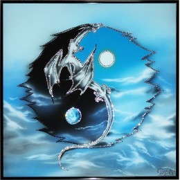 Картина Сваровски "Инь-Янь с драконом", 40 х 40 см
