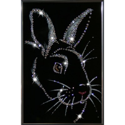Картина Swarovski "Новогодний хрустальный кролик"