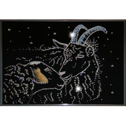 Картина Swarovski "Овечка и козел", 1253 кристалла, 40х30 см